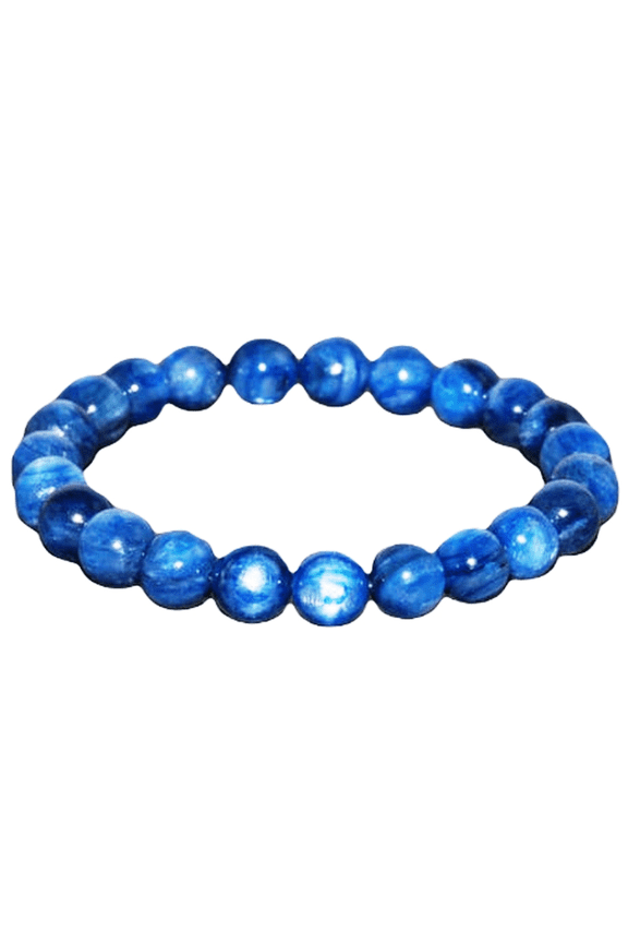 Natural Blue Kyanite 8mm Round Shape Smooth Cut Beads Stretchable Bracelet for Men & Women.