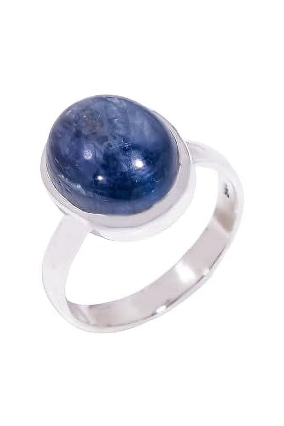 Natural Blue Kyanite Stone 925 Sterling Silver Statement Ring Jewelry Gift for Her