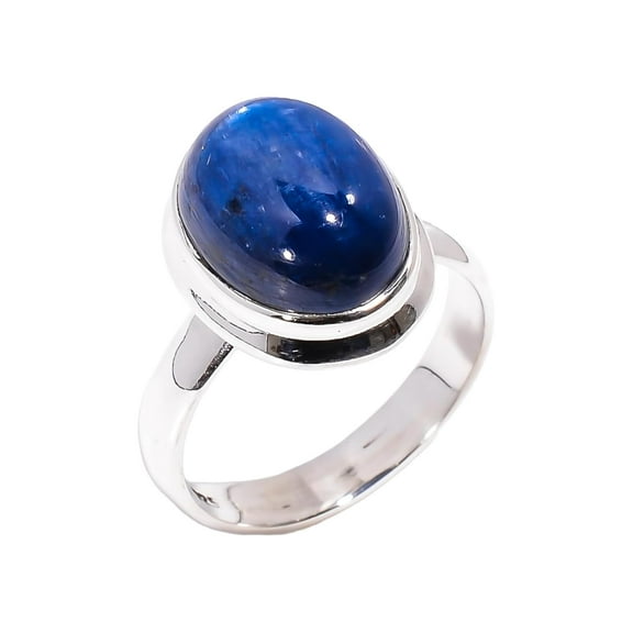 Natural Blue Kyanite Stone Ring 925 Sterling Silver Rings Gift Jewelry for Women