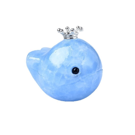 Natural Blue Kyanite Whale Figurine 1.8 1.5 1.6 in Hand-Carved Healing Crystal Blue Stone Sculpture for Home Office Dcor Gift