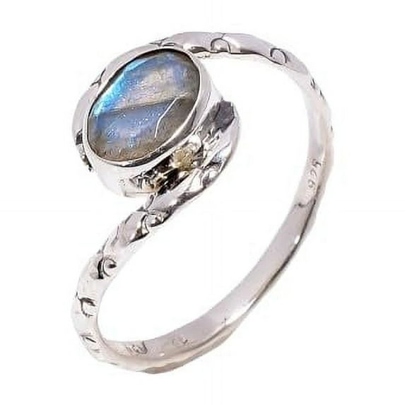 Natural Blue Labradorite Gemstone 925 Sterling Silver Ring Jewelry Gift for Her