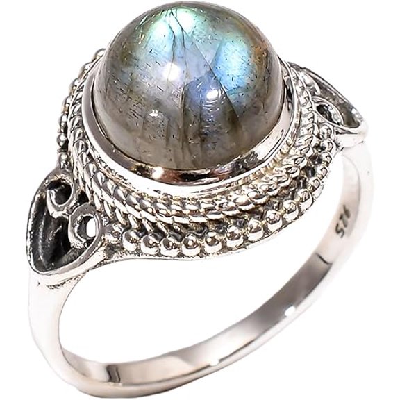 Natural Blue Labradorite Gemstone Ring 925 Sterling Silver Design Rings Gift Jewelry