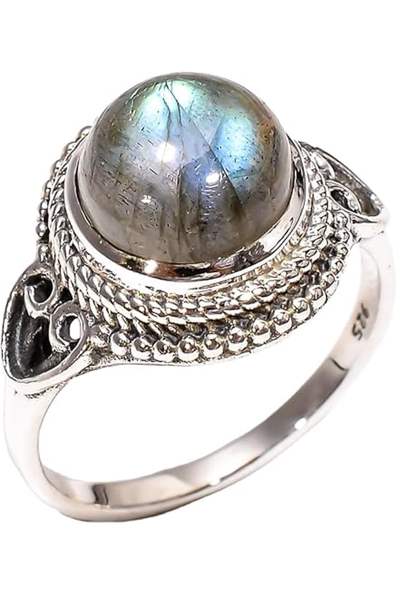 Natural Blue Labradorite Gemstone Ring 925 Sterling Silver Design Rings Gift Jewelry