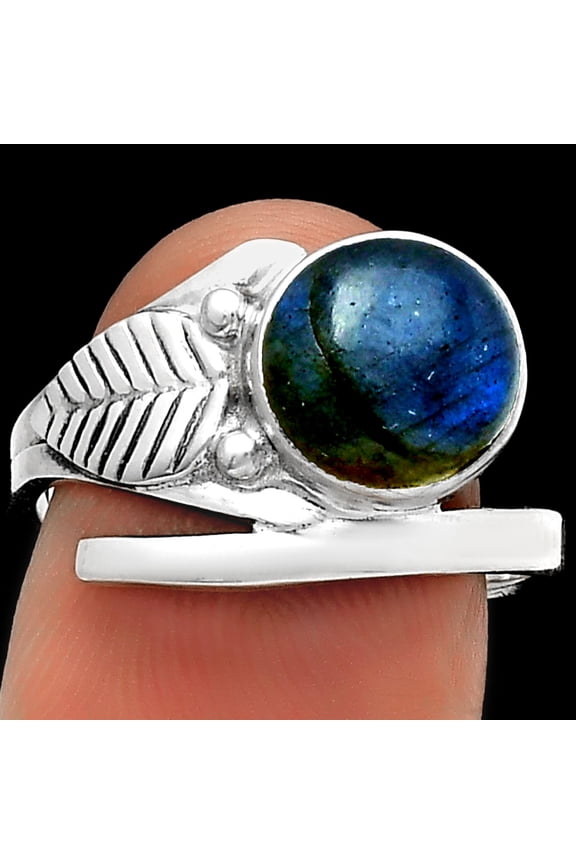 Natural Blue Labradorite Madagascar 925 Sterling Silver Ring s.8 Jewelry R-1410 SDR185714