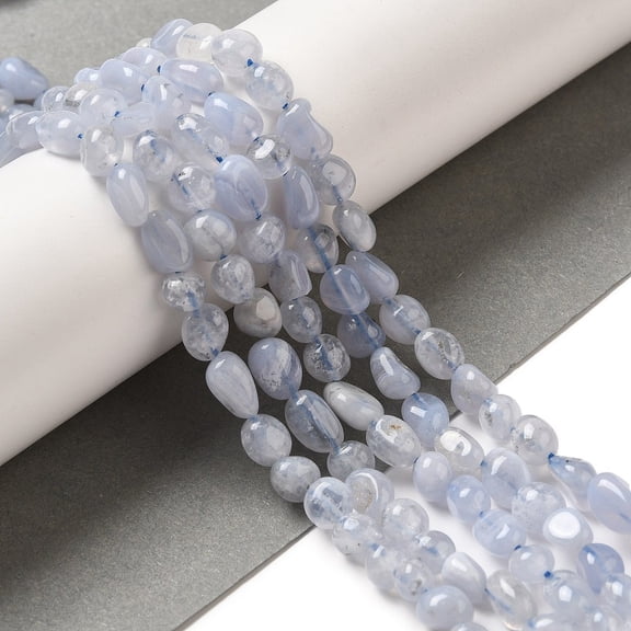 Natural Blue Lace Agate Beads Strands Nuggets Beads Tumbled Stone 15.94 inch(40.5cm) 6~10x6~8x3.5~7mm Hole: 1mm