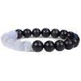 thumbnail image 1 of Natural Blue Lace Agate & Matte Black Onyx 8mm Round Shape Smooth Cut Beads Stretchable Bracelet for Men & Women., 1 of 3