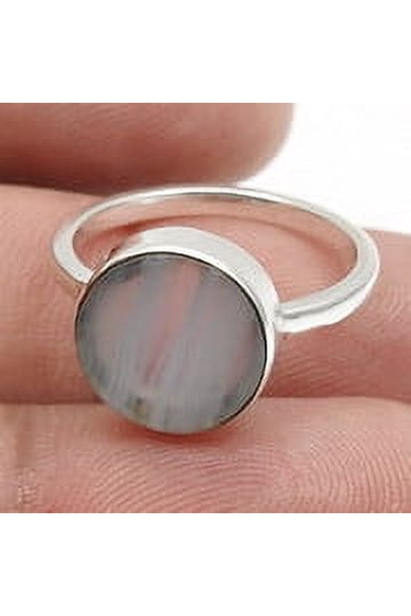 Natural Blue Lace Agate Solid 925 Sterling Silver Cocktail Ring Jewelry Size 5