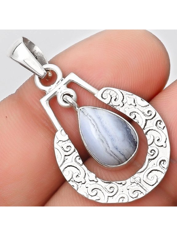 Natural Blue Lace Agate South Africa 925 Sterling Silver Pendant Jewelry P-1343 SDP126102