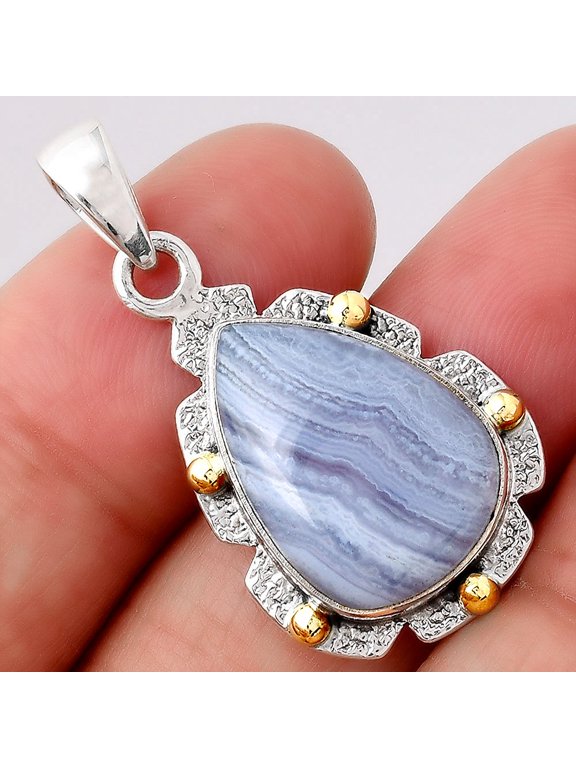 Natural Blue Lace Agate South Africa 925 Sterling Silver Pendant Jewelry P-1485 SDP154638