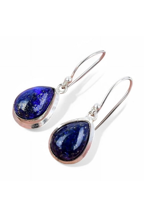 Natural Blue Lapis Lazuli Cabochon Earrings 925 Sterling Silver, Handcrafted & Lightweight Jewelry Gift for Brides & Special Occasions