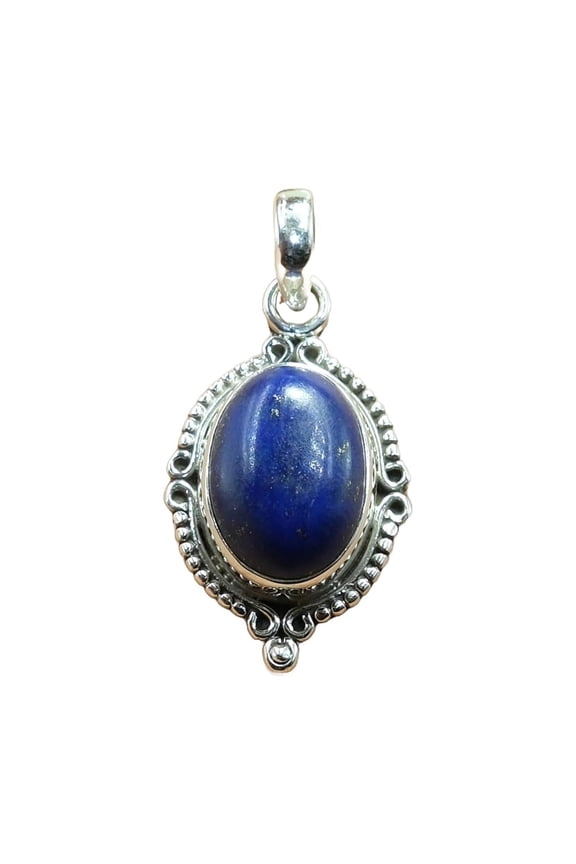 Natural Blue Lapis Lazuli Stone 925 Sterling Silver Pendant Jewelry Gift for Her