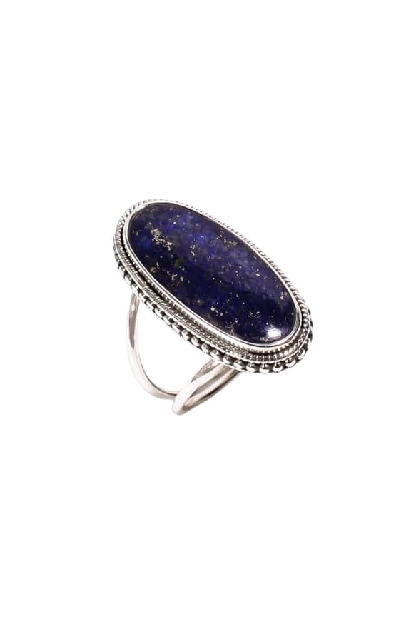 Natural Blue Lapis Lazuli Stone 925 Sterling Silver Statement Ring Wedding Gift Jewelry for Women
