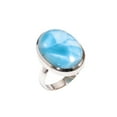 thumbnail image 1 of Natural Blue Larimar Stone 925 Sterling Silver Statement Ring Gift Jewelry for Her, 1 of 5