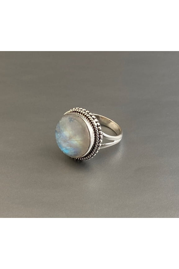 Natural Blue Moonstone Ring in 925 Sterling Silver,Handmade ring gift for her