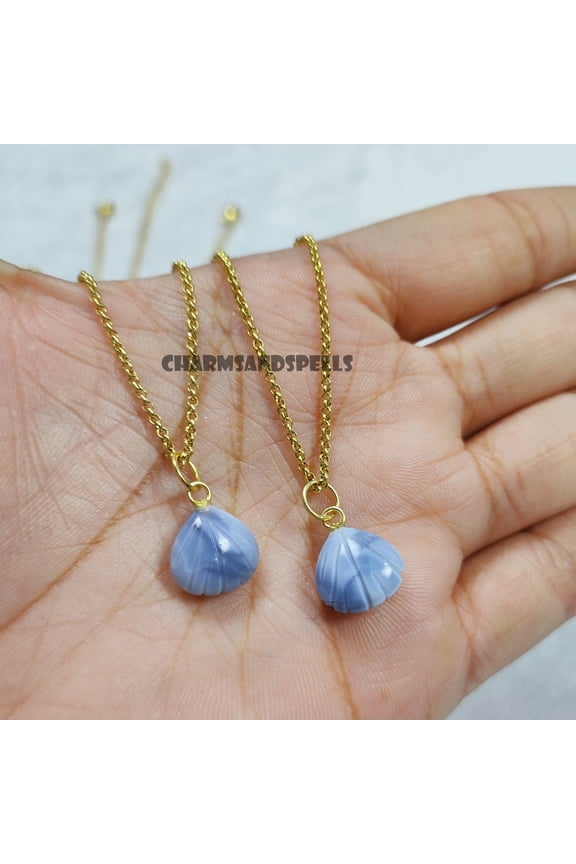 Natural Blue Opal Sea Shell Necklace Gemstone Jewelry Personalized Gifts Perfect Christmas Gift for Her Minimalist Necklace Gifts