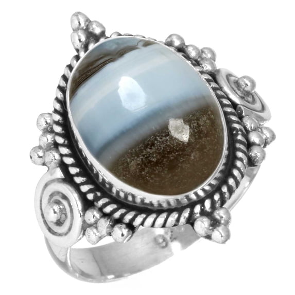 Natural Blue Opal Women Jewelry 925 Sterling Silver Ring