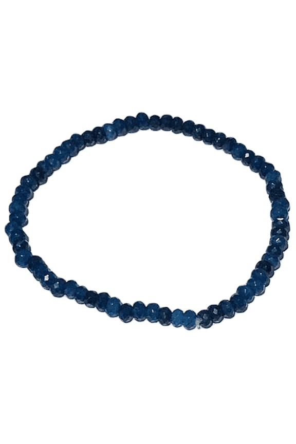 Natural Blue Sapphire 3.5-4mm Rondelle Shape Faceted Cut Beads Stretchable Bracelet for Men & Women.