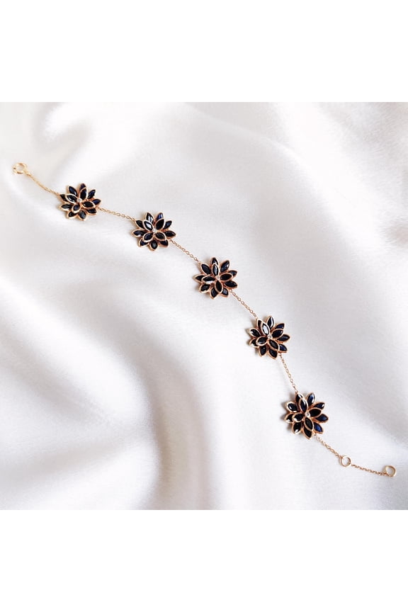 Natural Blue Sapphire Bracelet, 14K Solid Gold Sapphire Bracelet, Natural Diamond Bracelet, September Birthstone, Valentines Day Gift