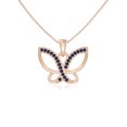 thumbnail image 1 of Natural Blue Sapphire Butterfly Pendant Necklaces for Women in 18K Rose Gold Vermeil, September Birthstone Jewelry Gifts for Her Birthday, Wedding Anniversary,Party, Christmas, Mothers Day,Valentines, 1 of 7