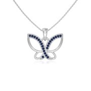Natural Blue Sapphire Butterfly Pendant Necklaces for Women in Sterling Silver, September Birthstone Jewelry Gifts for Her Birthday, Wedding Anniversary, Graduation, Christmas, Mothers Day,Valentines