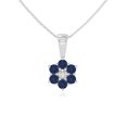 thumbnail image 1 of Natural Blue Sapphire Flower Pendant Necklaces for Women in Sterling Silver, September Birthstone Jewelry Gifts for Her Birthday, Wedding Anniversary, Graduation, Christmas, Mothers Day, 1 of 7