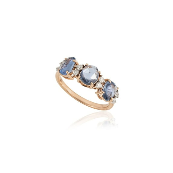 Natural Blue Sapphire Gold Ring, Solid 18K Gold Ring, Real Diamond Ring, September Birthstone Ring, Minimalist Ring, Christmas Gift