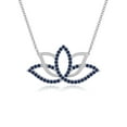 thumbnail image 1 of Natural Blue Sapphire Lotus Flower Pendant Necklaces for Women in Sterling Silver, September Birthstone Jewelry Gifts for Her Birthday, Wedding Anniversary, Mothers Day, Christmas, 1 of 7