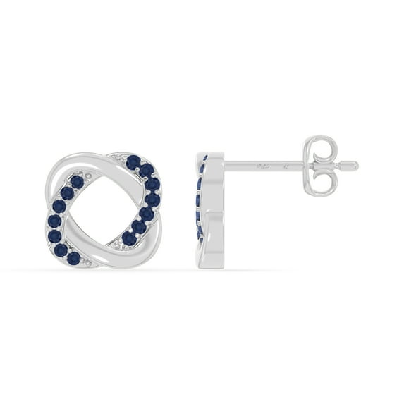 Natural Blue Sapphire Love Knot Stud Earrings for Women in Sterling Silver, September Birthstone Jewelry Gifts for Her Birthday, Wedding Anniversary, Mothers Day, Christmas, Graduation, Valentines