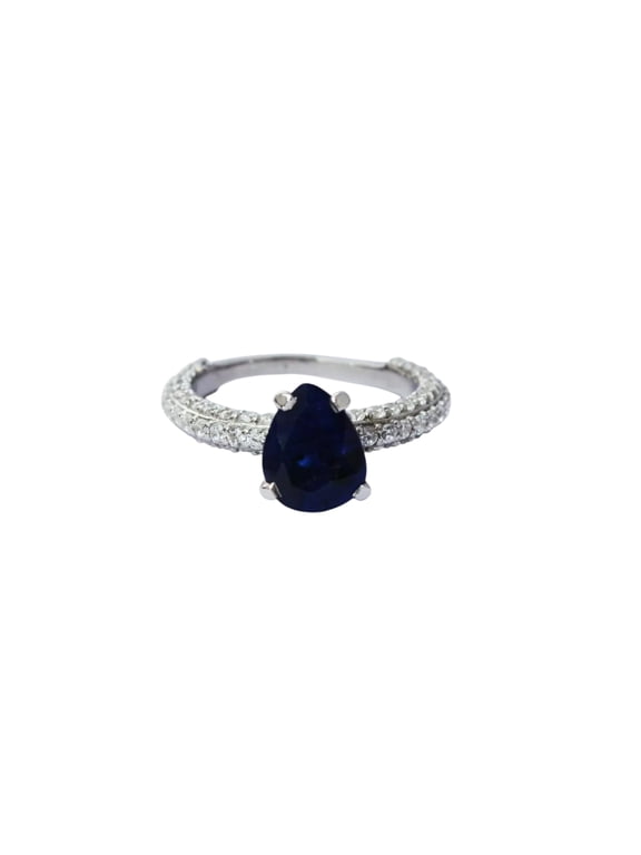 Natural Blue Sapphire Ring, Blue Sapphire Gemstone Ring, September Birthstone, Zircon Ring Women Ring, Gold Micron, 925 Solid Silver, Cluster Ring, Dainty Minimal Stacking jewelry, Anniversary Ring