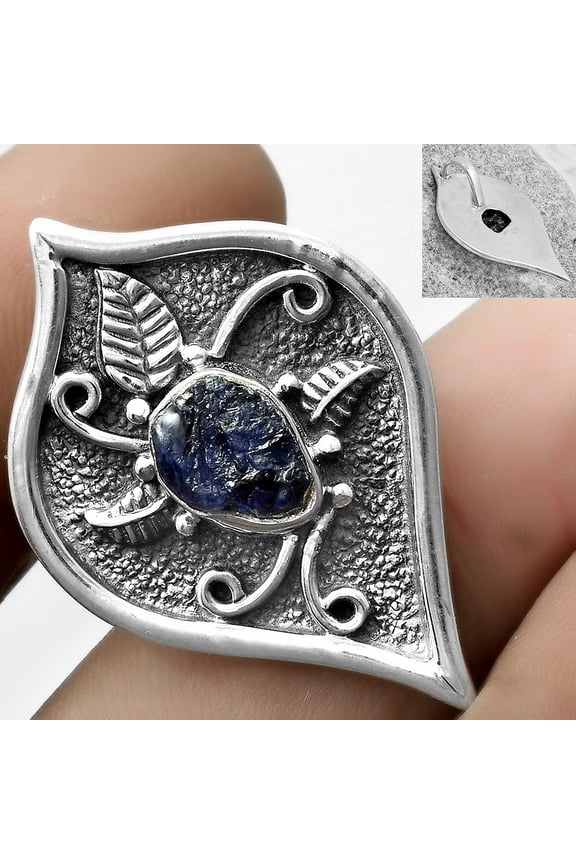 Natural Blue Sapphire Rough 925 Sterling Silver Pendant Jewelry P-1707 SDP121420