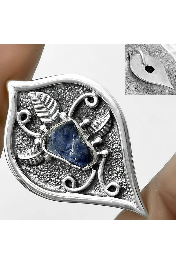 Natural Blue Sapphire Rough 925 Sterling Silver Pendant Jewelry P-1707 SDP121453