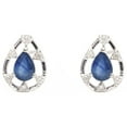 thumbnail image 1 of Natural Blue Sapphire with Diamond Gemstone Stud Earring, 925 Sterling Silver, 1 of 4
