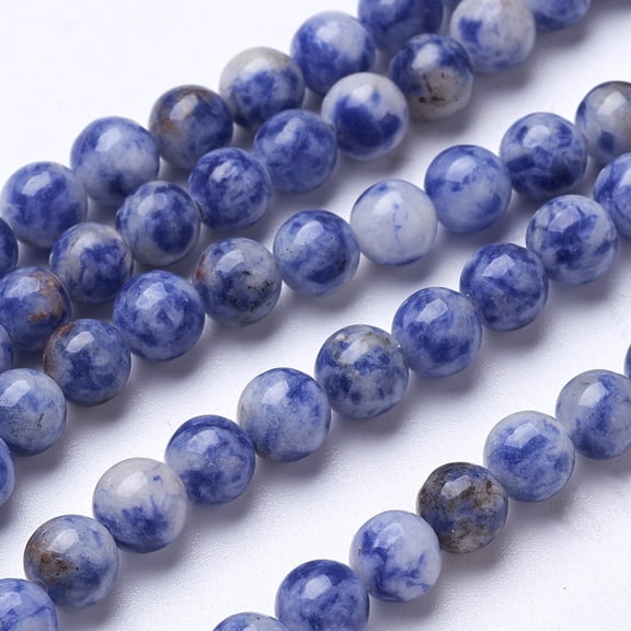 Natural Blue Spot Jasper Beads Strands Round 6mm Hole: 1mm 60pcs/strand 15.15 inch