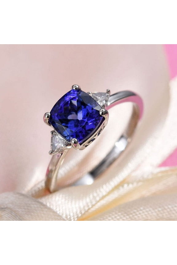 Natural Blue Tanzanite 925 Sterling Silver Ring,Engagemant Ring, Birthstone Rings for Women, Gift For Her