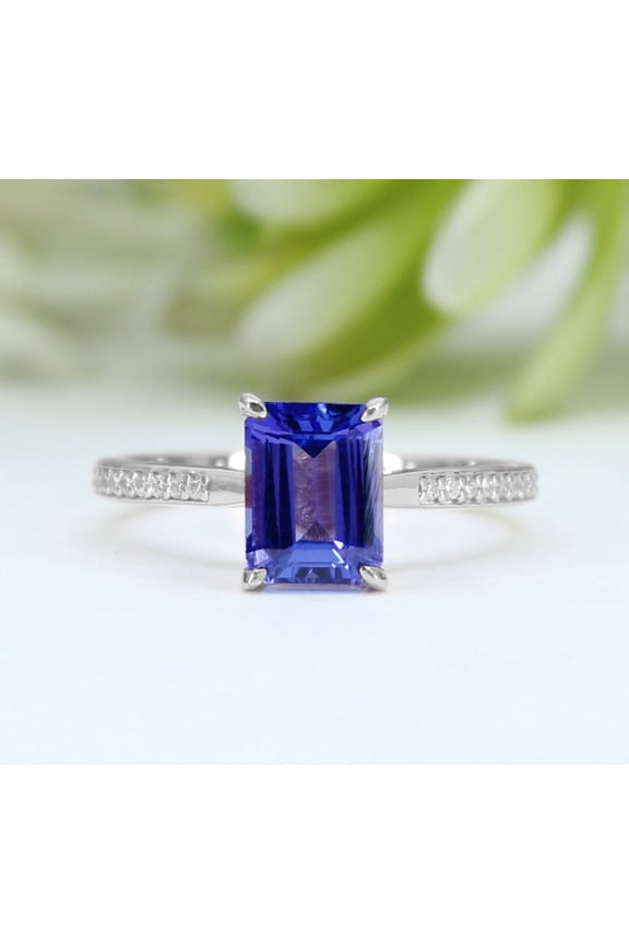 Natural Blue Tanzanite 925 Sterling Silver Ring,Engagemant Ring, Birthstone Rings for Women, Gift For Her