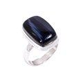 thumbnail image 1 of Natural Blue Tiger Eye Gemstone 925 Sterling Silver Handmade Statement Ring Jewelry Gift for Her, 1 of 5