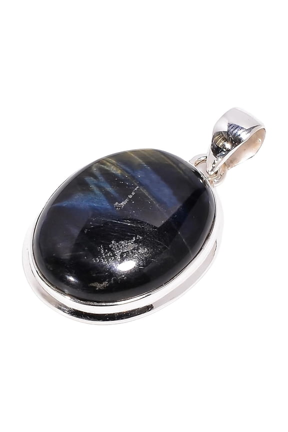 Natural Blue Tiger Eye Stone 925 Sterling Silver Pendant for Women Gift Jewelry