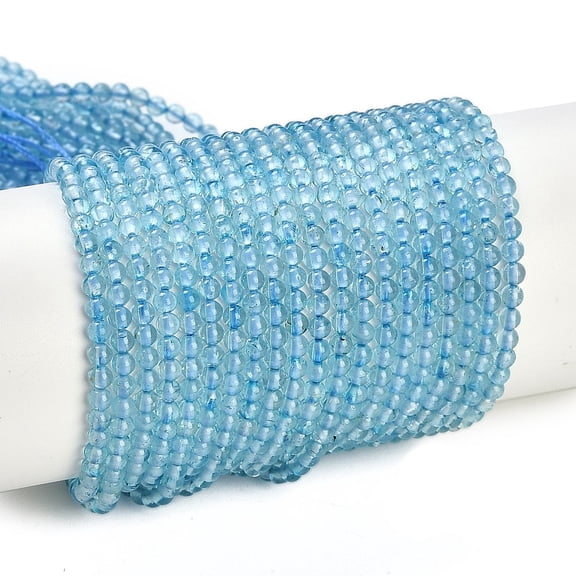 Natural Blue Topaz Beads Strands Grade AA Round Dyed Heated 3mm Hole: 0.7mm 134pcs/strand 15.35''(39cm)