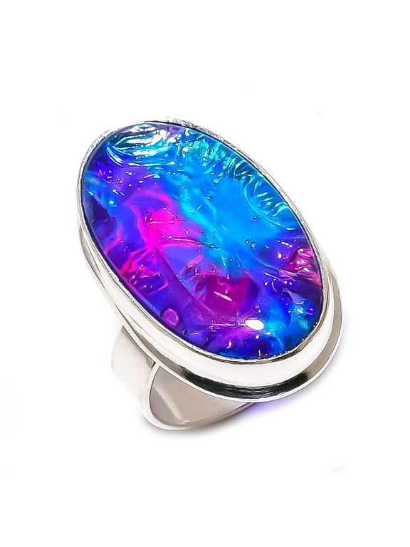 Natural Blue Triplet Opal 925 Sterling Silver Jewelry Ring Size 8.5