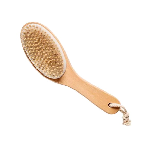 Natural Boar Bristle Body Brush, Dual-Purpose Exfoliating And Massage Tool For Silky-Smooth Skin, Perfect For Lymphatic Drainage And Boosting Circulation