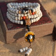 Natural Bodhi Wood 108 Prayer Beads Mala Necklace Meditation Yoga Buddhist Spiritual Jewelry Adjustable