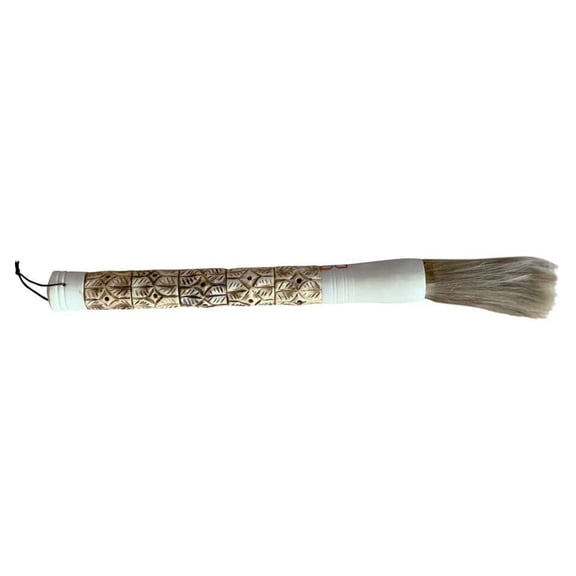 Natural Bone Calligraphy Brush with Lucky Feather Pattern