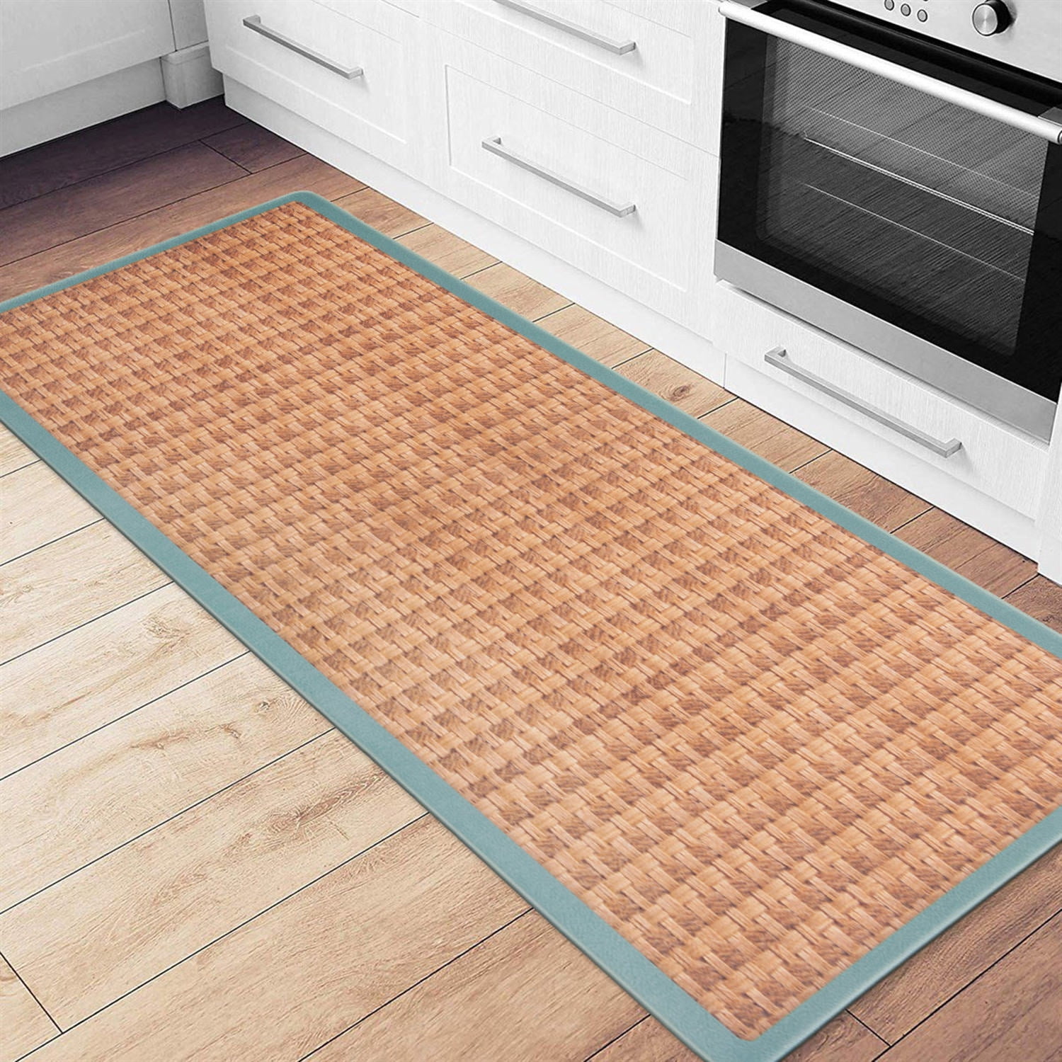 Natural Border Blue and Beige Anti-Fatigue Standing Mat 18"x47"