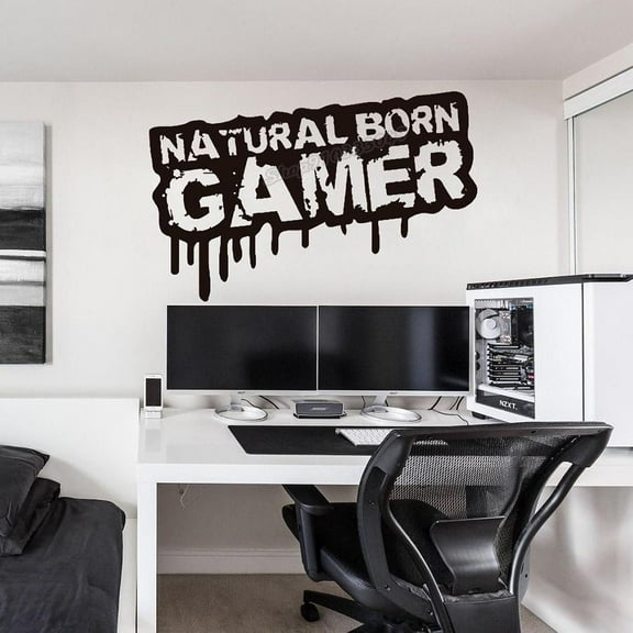 Natural Born Gamer Wall Decal Gaming Wall Decor Vinyl Wall Stickers Gaming Room Decoration 42x27cm