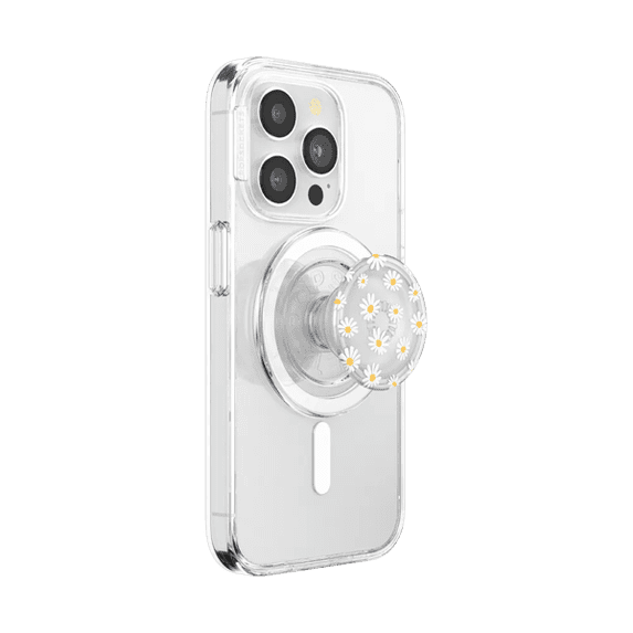 PopSockets Phone Grip for MagSafe, Magnetic Holder, Phone Stand, Daisy - Translucent He Loves Me Not