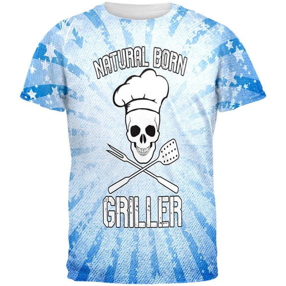 Natural Born Griller Blue All Over Mens T Shirt Multi X-LG