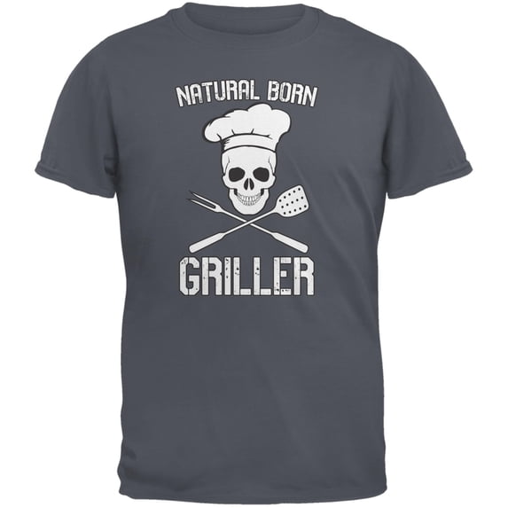 Natural Born Griller Charcoal Grey Adult T-Shirt - 2X-Large