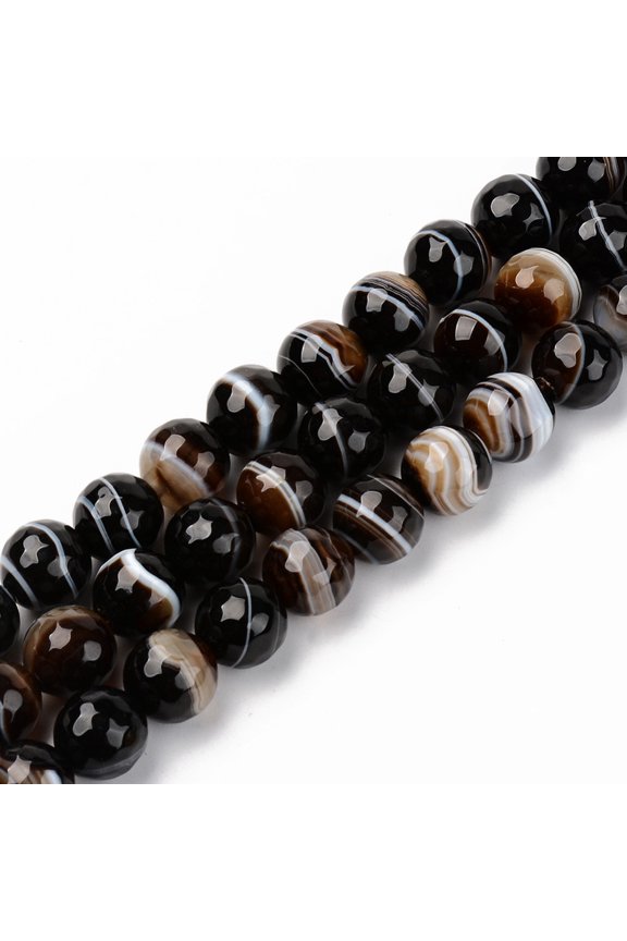 Natural Botswana Agate Beads Strands Round Faceted 10mm Hole: 1mm about 37pcs/strand 14.57 inch(37cm)