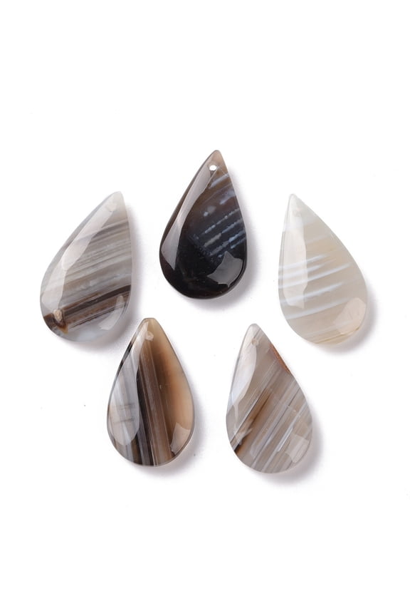 Natural Botswana Agate Pendants Drop 33~36x19~20x6~7.5mm Hole: 1mm