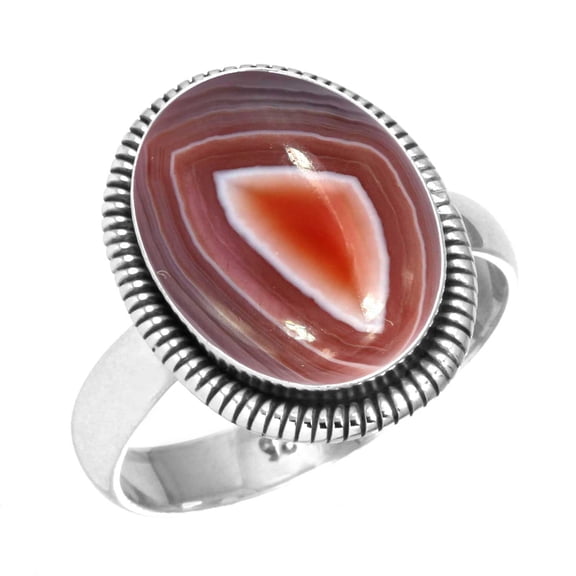Natural Botswana Agate Ring 925 Sterling Silver Handmade Jewelry